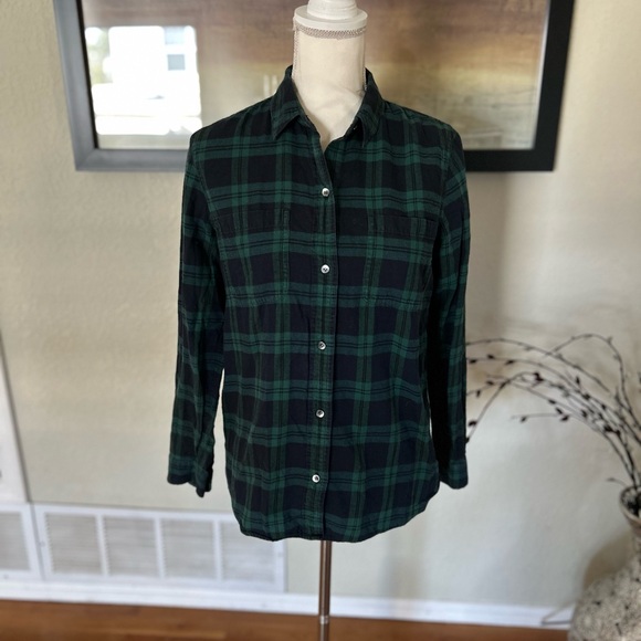 Madewell Classic Green & Blue Plaid Flannel in Women’s Size Small - Picture 1 of 6